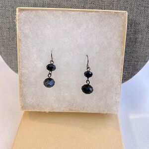 Vintage Black Beaded Drop Earrings